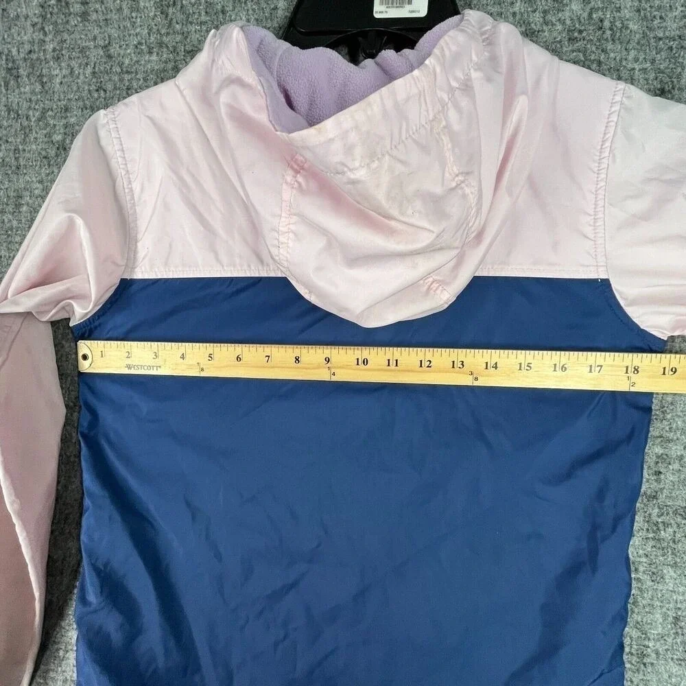 Columbia Fleece Lined Jacket Girls L 14/16 Colorblock Hooded Hiking Outdoor